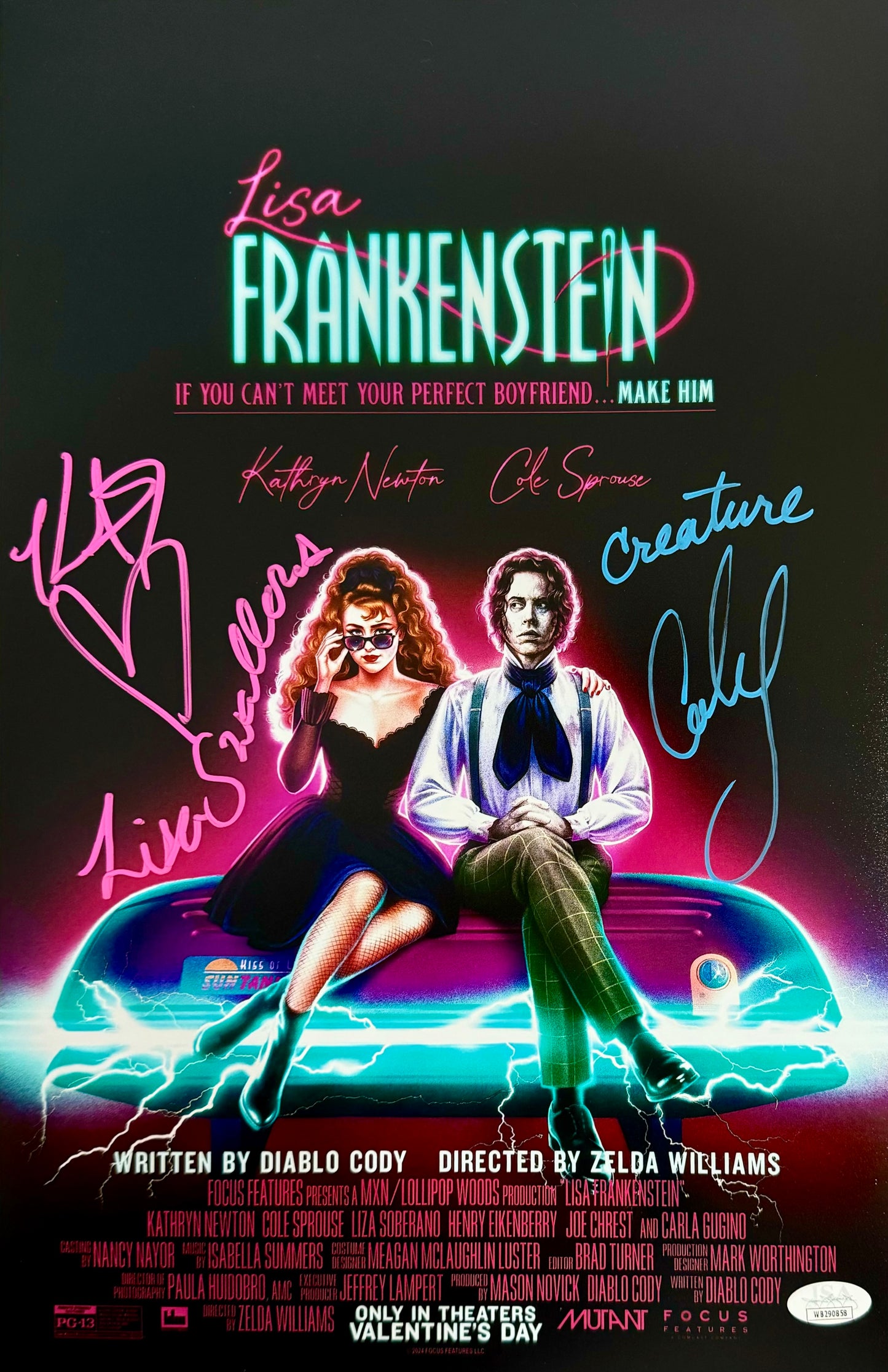 Kathryn Newton & Cole Sprouse Signed 11x17 Photo Lisa Frankenstein JSA COA