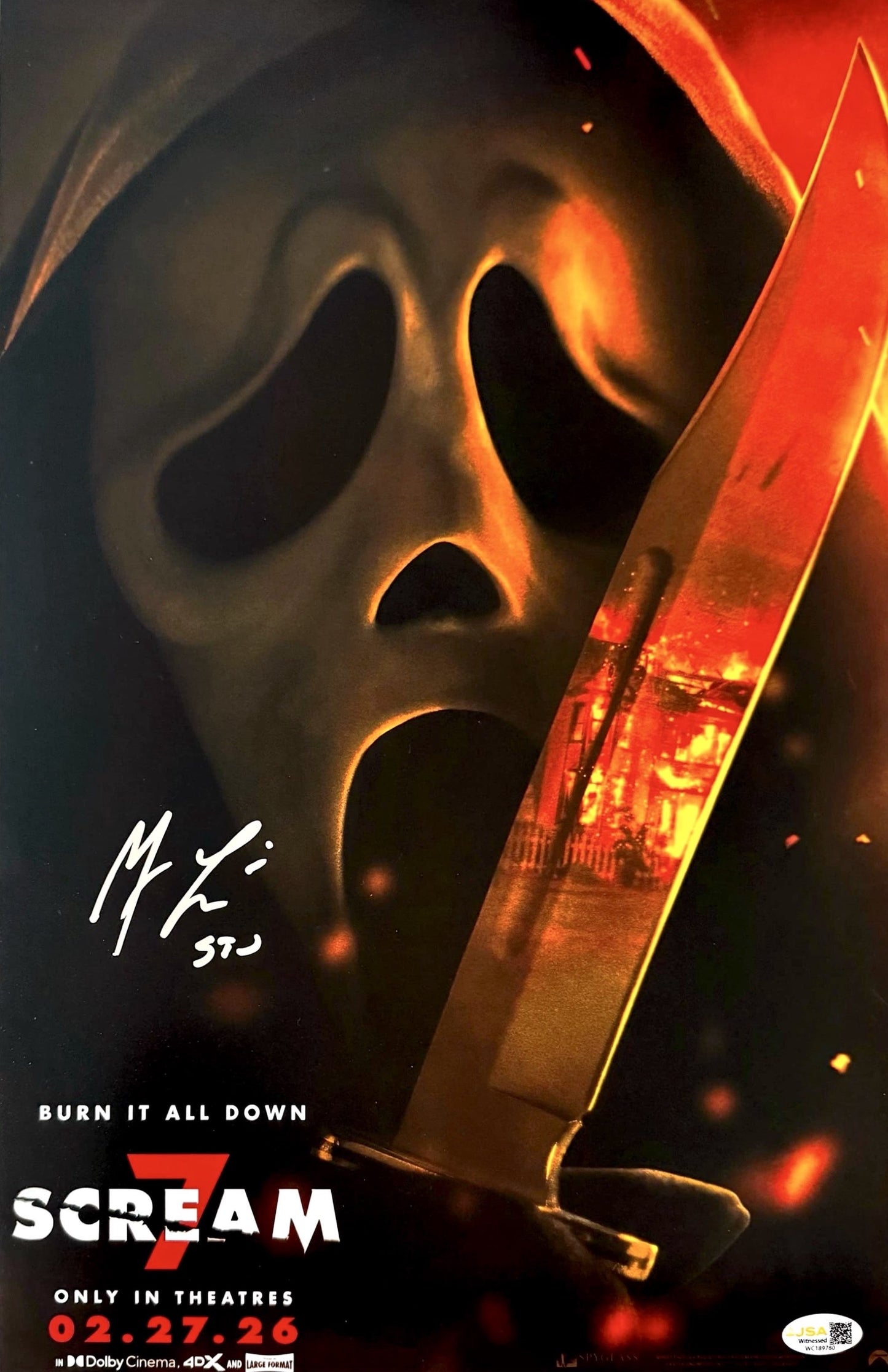 Matthew Lillard Signed 11x17 Photo Scream 7 Ghostface JSA COA